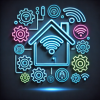 Futuristic smart home automation system with IoT connectivity, voice control, and seamless device integration for a modern and efficient living experience.
